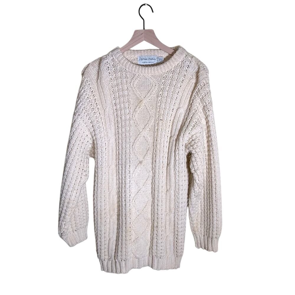 VNTG PATRICK MALIN wool Irish Fishermans cable knit sweater XL